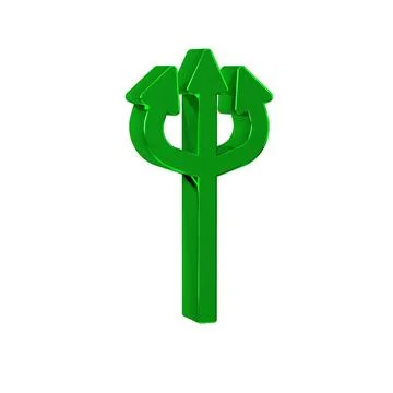 Green Trident devil icon isolated on transparent background. Happy Hallowee.. Stock Illustration