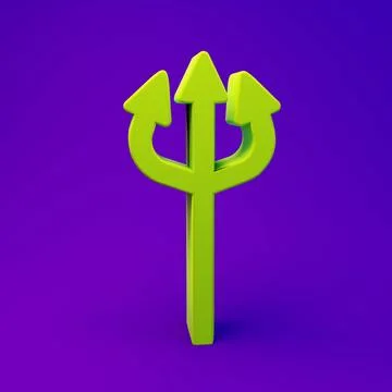 Green Trident devil icon isolated on purple-blue background. Happy Hallowee.. Stock Illustration