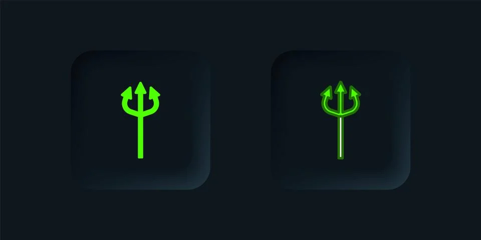 Green Trident devil icon isolated on black background. Happy Halloween part.. 스톡 일러스트