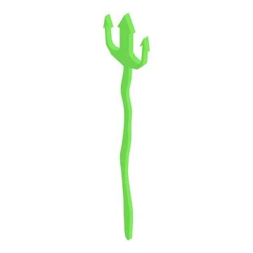 Green trident devil pitchfork standing up isolated Stock Illustration
