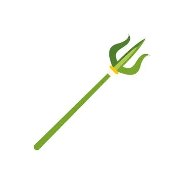Green trident weapon of power and mythology icon Stock Illustration