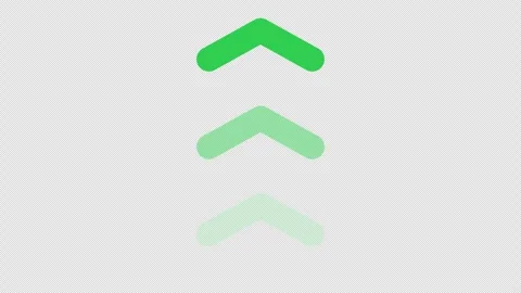 Green triple arrow pointing up direction - loop animation with alpha channel Stock Footage 345511993