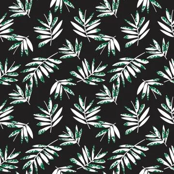 Green Tropical Botanical Leaf Seamless Pattern Background Illustrazione stock