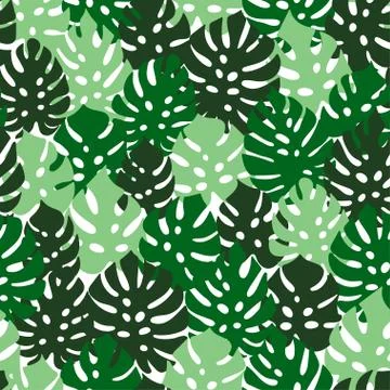 Green tropical leaf seamless pattern Stock Illustration