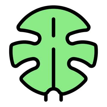 Green tropical leaf showing deep lobes and central vein in simple cartoon sty Illustrazione stock