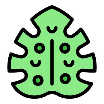 Green tropical leaf showing its veins and holes in detailed illustration Stock Illustration