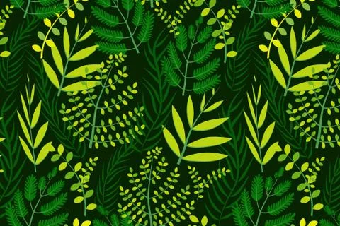 Green tropical leaves seamless pattern Stock Illustration