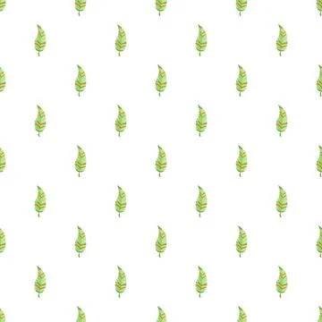 Green tropical leaves seamless pattern on white background Stock Illustration