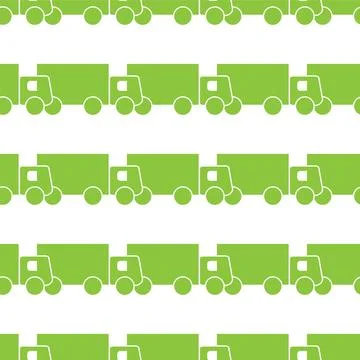 Green trucks seamless pattern Stock Illustration