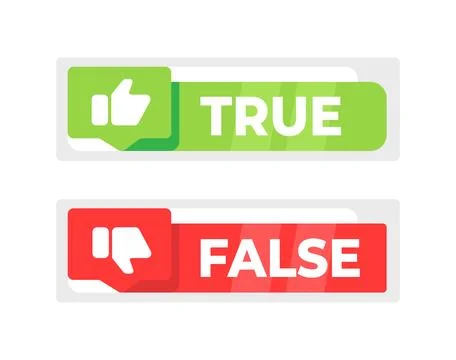 Green True and red False banner. Vector illustration Illustrazione stock