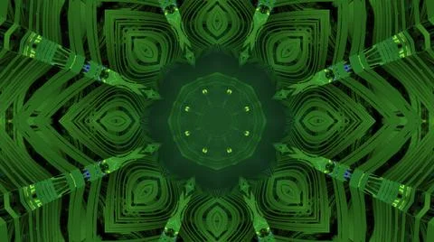 Green tunnel with ornamental pattern 3d illustration Stock Illustration