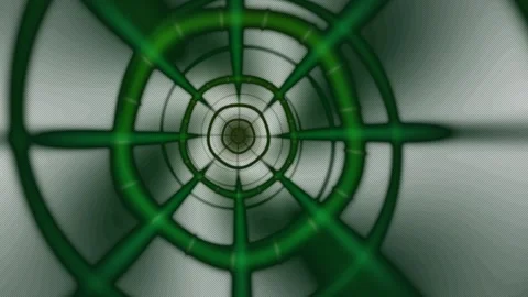 Green tunnel with pipe structure spiraling downward Stock Footage 340366889