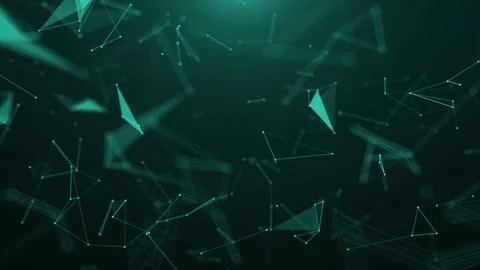 Green Turquoise Digital Plexus Background, Neon Particle Looping Background Stock Footage 235960642