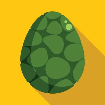 Green turtle egg resting on a yellow surface with long shadow Stock Illustration