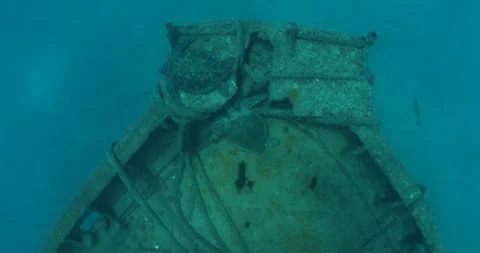 Green Turtle Exploring the Fang Ming Shipwreck in Baja California Sur Stock Footage 302748983