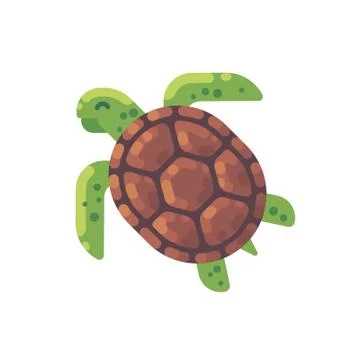 Green turtle flat illustration. Sea animal icon Stock Illustration