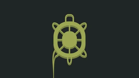 Green Turtle icon isolated on black background. 4K Video motion graphic Stock Footage 235453001