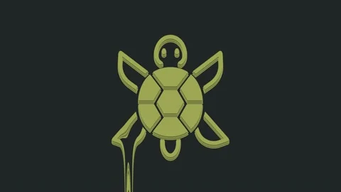 Green Turtle icon isolated on black background. 4K Video motion graphic Stock Footage 235510376