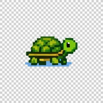 Green Turtle Pixel Art Design Vector Stock Illustration