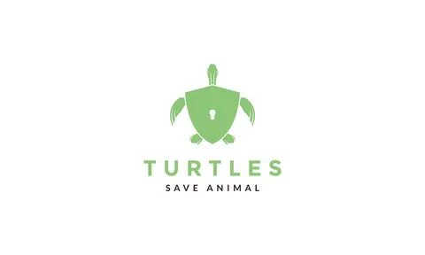 Green turtle with shield  logo symbol vector icon illustration graphic design Stock Illustration