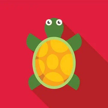 Green turtle staring with big eyes flat design illustration Illustrazione stock