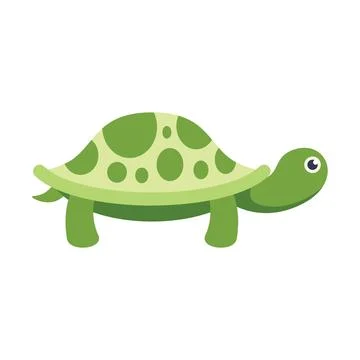 Green turtle walking with big shell and spots Stockillustratie