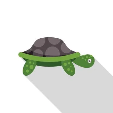 Green turtle walking with shell full of circles flat design icon with long Stock Illustration