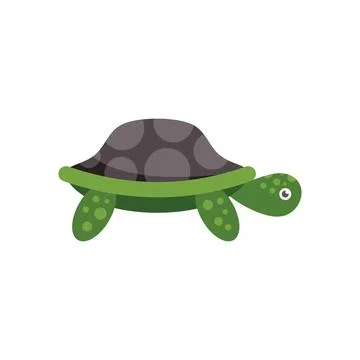 Green turtle walking slowly with big shell on its back Stock Illustration