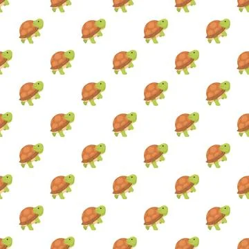 Green turtles repeating seamless pattern on white background Stock Illustration