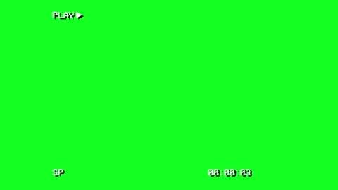 Green TV screen with PLAY text and timecode. Retro 80s, 90s. Effect of an old TV Video stock 157310040