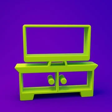 Green TV table stand icon isolated on purple-blue background. Minimalism co.. Stock Illustration