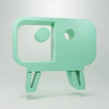Green TV table stand icon isolated on grey background. Minimalism concept. .. Stock Illustration