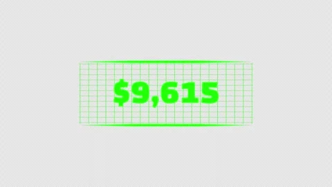 Green twenty thousand dollar amount counter inside a compact grid panel Stock Footage 339256137