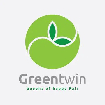 Green Twin Tea Leaf Logo Template Stock Illustration
