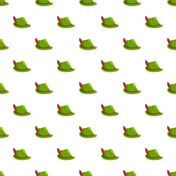 Green tyrolean hats with feather seamless pattern Illustrazione stock