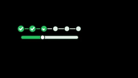 Green UI progress bar animation, horizontal 16:9, black background Stock Footage 346888325