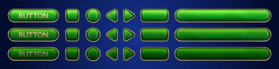 Green ui vector button animation for game interface Stock Illustration