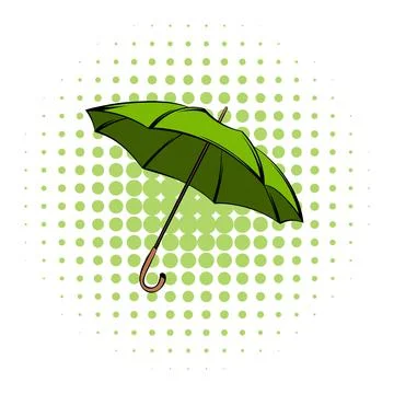 Green umbrella comics icon Stockillustratie