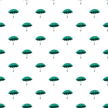 Green umbrellas seamless pattern protecting from rain element Illustrazione stock