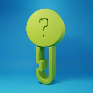 Green Undefined key icon isolated on blue background. Minimalism concept. 3.. Stock Illustration