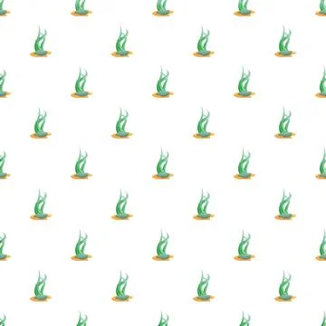 Green underwater plant seamless pattern on white background Stock Illustration