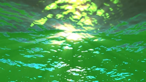 Green Underwater Water Surface Waves Motion Background Loop 1 Stock Footage 78127998