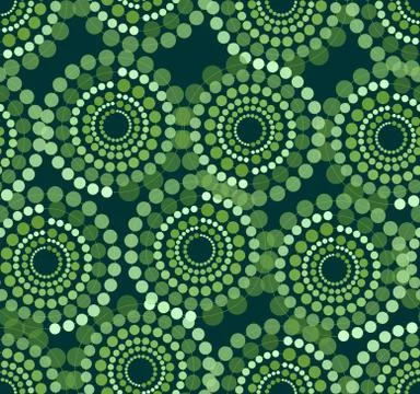 Green uneven distributed circle patterns composed from dots on black backgr.. Stock Illustration