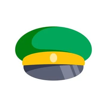 Green uniform peaked hat with visor isolated 스톡 일러스트