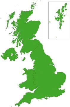 Green United Kingdom map Stock Illustration
