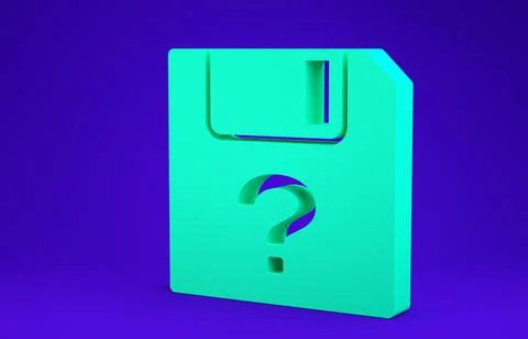 Green Unknown document icon isolated on blue background. File with Question m Stock Illustration
