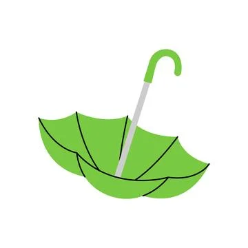 Green upside-down umbrella vector, minimal parasol icon with clean design for Stock Illustration