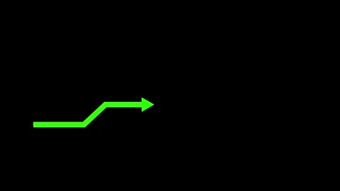 Green upward trend line arrow moving across black background symbolizing gr.. Stock Footage 340001054