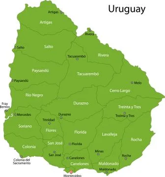 Green uruguay map Stock Illustration