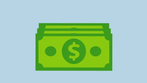Green us dollar bills with a dollar sign 2d Animation with Alpha Matte Stock Footage 335341530
